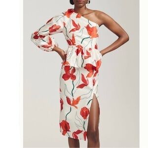 by anthropologie one-shoulder asymmetric floral maxi dress By Anthropologie One-Shoulder Asymmetric Floral Maxi Dress